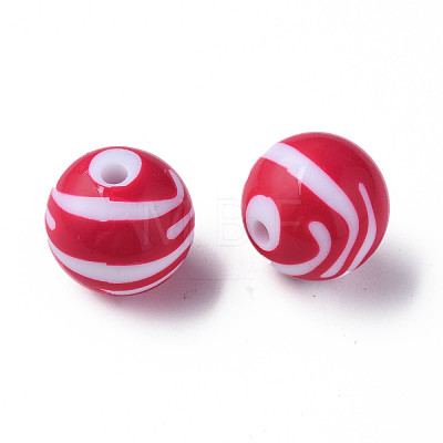 Opaque Striped Acrylic Beads MACR-S373-27B-03-1