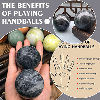 2Pcs Natural Black Jade Massage Balls DJEW-ME0001-20-1