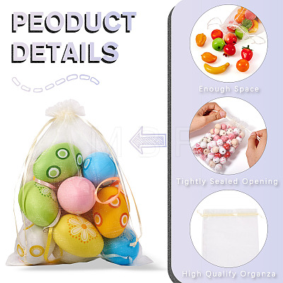 60Pcs 6 Styles Rectangle Organza Bags Jewellery Storage Pouches Wedding Favour Party Mesh Drawstring Gift Bags OP-TA0001-09-1