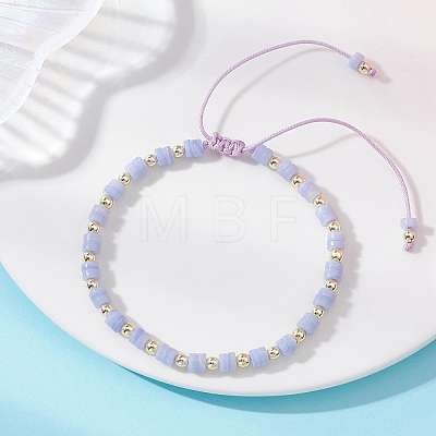 Flat Round Synthetic Blue Lace Agate Beads Braided Bead Bracelets BJEW-JB13247-01-1