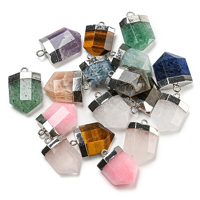 Natural Mixed Gemstone Pointed Pendants G-M431-05P-1