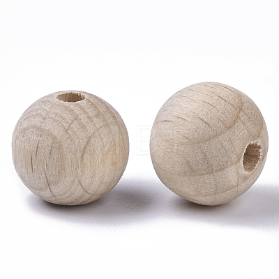 Undyed Natural Beech Wood Beads X-WOOD-T020-01A-1