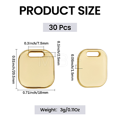 30Pcs 304 Stainless Steel Pendants STAS-CP0001-10G-1