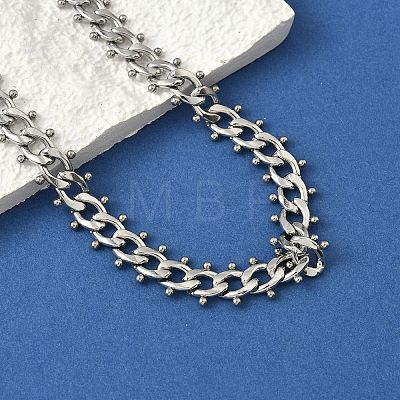 304 Stainless Steel Ball Tassel Cuban Link Chain Necklaces NJEW-K249-22P-1