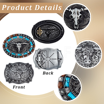2Pcs 2 Colors Zinc Alloy & Wood Beads Buckles AJEW-GF0015-53-1