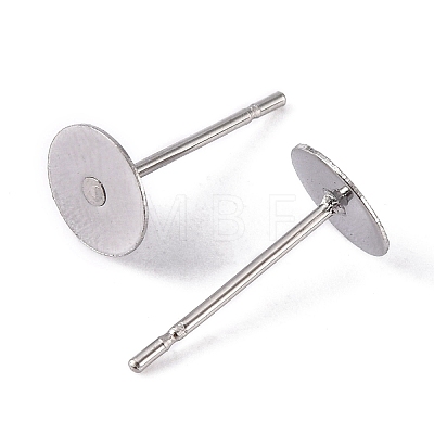 Non-Tarnish 304 Stainless Steel Flat Round Blank Peg Stud Earring Findings X1-STAS-S028-25-1