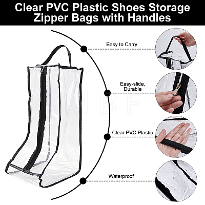 Clear PVC Plastic Shoes Storage Zipper Bags with Handles ABAG-WH0045-71B-1