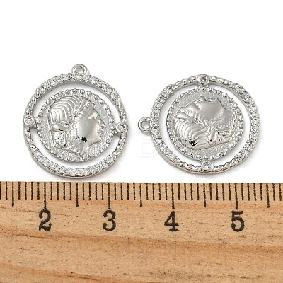 Brass Pave Clear Cubic Zirconia Pendants KK-N254-101P-1