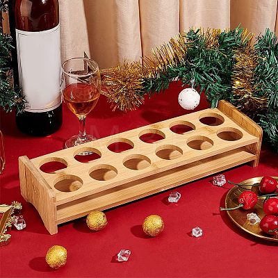 12-Slot Wooden Shot Glass Tray Holders ODIS-WH0027-031-1