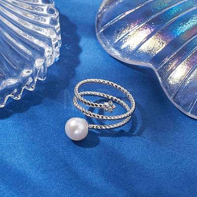 Round & Star Natural Pearl Finger Rings RJEW-P113-13P-1