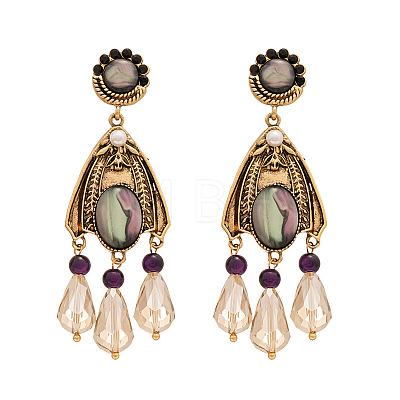 Teardrop Alloy & Rhinestone Dangle Stud Earrings FS-WG4DD0F-01-1