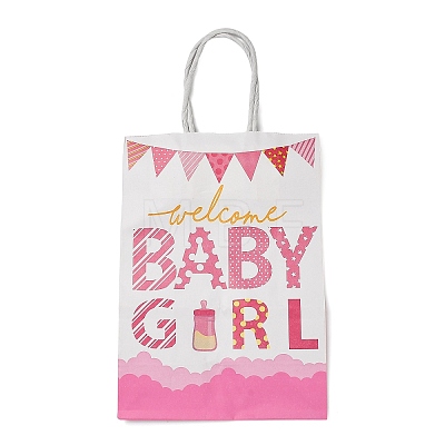 Baby Girl Shower Printed Paper Gift Bags with Handles CARB-F014-01B-1
