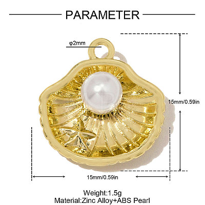 Zinc Alloy & ABS Plastic Imitation Pearl Charms AL-OY001-21G-1