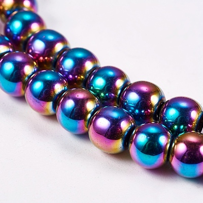 Electroplate Non-magnetic Synthetic Hematite Beads Strands G-J169A-6mm-05-1