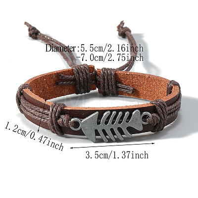 PU Leather Cord Adjustable Bracelets PW-WGD1435-02-1