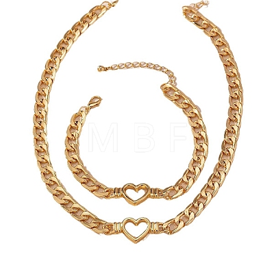 Heart Alloy Chain Necklaces & Link Bracelets Sets FS-WG6E79C-01-1