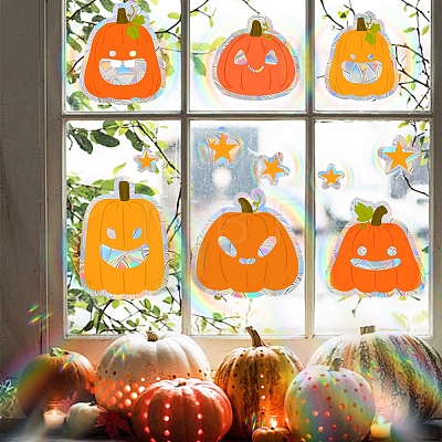 Halloween Pumpkin Rainbow Prism Electrostatic Window Stickers PW-WG6E5D3-01-1