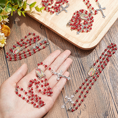 Acrylic Rosary Bead Necklace NJEW-PH01475-1