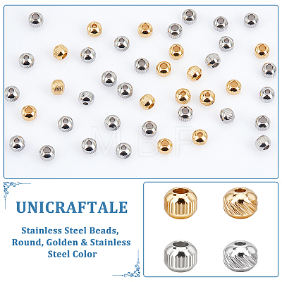Unicraftale 60Pcs 4 Style 201 & 304 Stainless Steel Beads STAS-UN0051-14-1