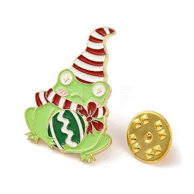 Christmas Frog with Bell Alloy Enamel Pins for Backpack Clothes JEWB-A024-01A-1