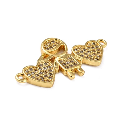 Brass Micro Pave Clear Cubic Zirconia Links Connectors ZIRC-A021-65G-1