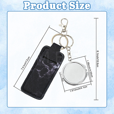 PU Leather & Iron Mirror Keychains HJEW-YW00545-04-1