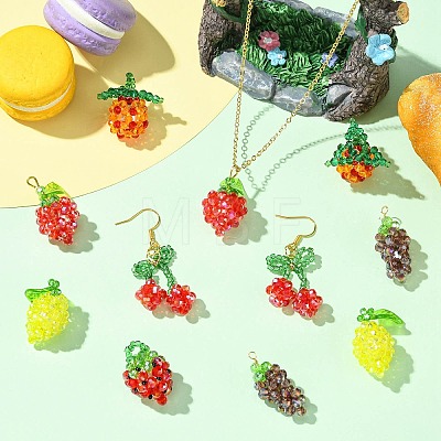 6Pcs Glass Pendants PALLOY-CJ00139-1