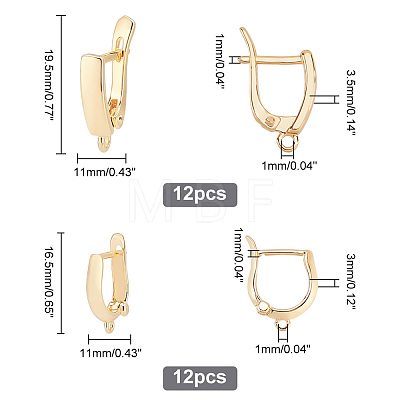   24Pcs 2 Style Brass Hoop Earring Findings FIND-PH0008-64-1