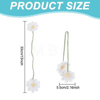 DELORIGIN 2Pcs Handmade Crochet Wool Yarn Lily of the Valley Car Hanging Decoration AJEW-DR0001-46-1