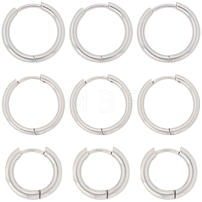 SUNNYCLUE 12 Pairs 3 Styles 202 & 304 Stainless Steel Huggie Hoop Earrings EJEW-SC0001-43-1