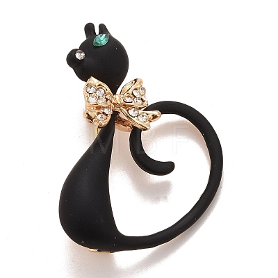Rhinestone Cat Badge JEWB-E013-07G-1