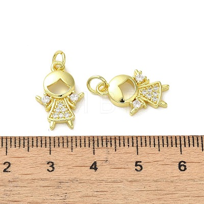 Rack Plating Brass Micro Pave Clear Cubic Zirconia Pendants KK-O017-02C-G-1