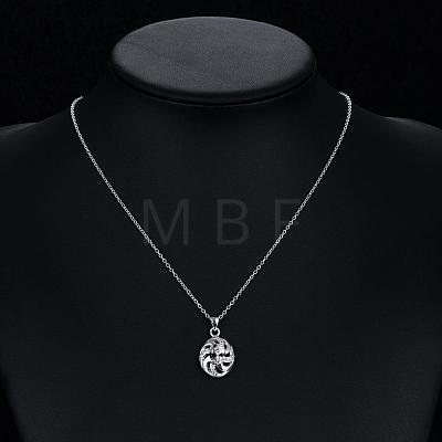 Silver Plated Brass Cubic Zirconia Oval Pendant Necklaces NJEW-BB02965-D-1