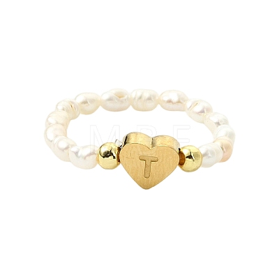 Natural Freshwater Pearl & 304 Stainless Steel Bead Finger Rings RJEW-FS00001-20-1