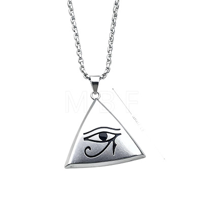 304 Stainless Steel Triangle with Eye of Ra Pendant Necklaces WG6AD07-01-1