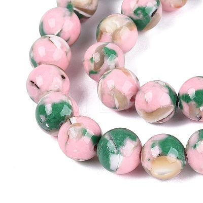 Assembled Synthetic Turquoise and Trochus Shell Beads Strands G-N369-02A-01-1