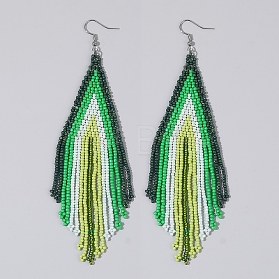 Handmade Glass Seed Beads Tassel Dangle Earrings LS-EN2812-7-1