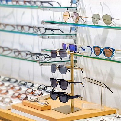 4-Tier 201 Stainless Steel Sunglasses Tower Display Stands ODIS-WH0086-221A-1