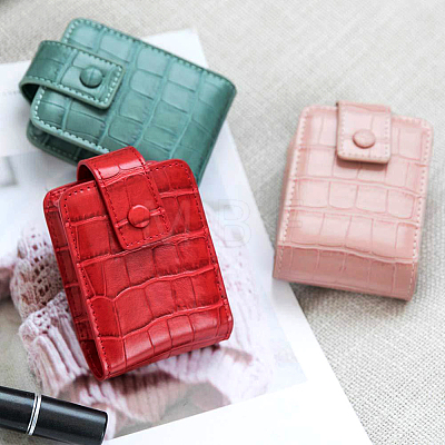 Crocodile Pattern PU Leather Mini Lipstick Makeup Pouch with Mirror AJEW-WH0314-228A-1
