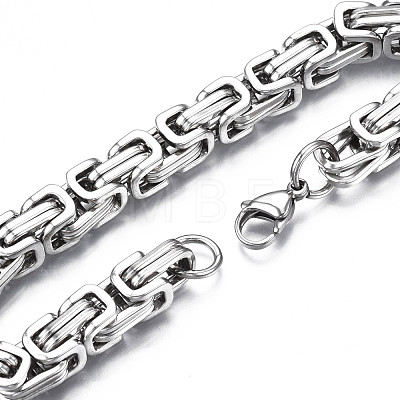 201 Stainless Steel Byzantine Chain Bracelet for Men Women BJEW-S057-71-1