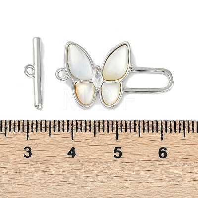 Brass Micro Pave Clear Cubic Zirconia Toggle Clasps KK-K391-21P-02-1