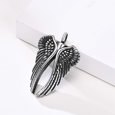 Openable Stainless Steel Memorial Urn Ashes Pendants BOTT-PW0002-043B-AS-1