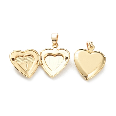 Brass Locket Pendants KK-P199-14G-1