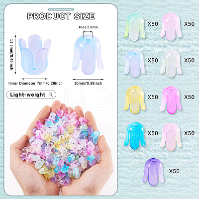 450Pcs 9 Colors Transparent Acrylic Beads Caps OACR-TA0003-07-1