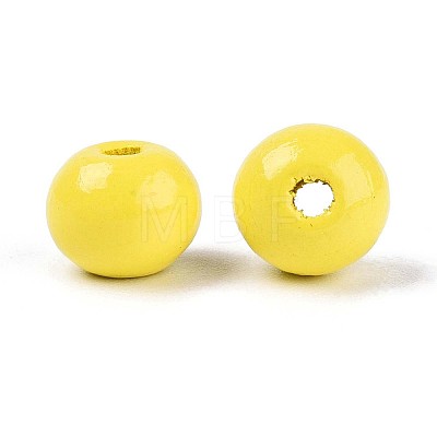 Spray Painted Round Natural Schima Wood Beads WOOD-A018-8mm-04-1