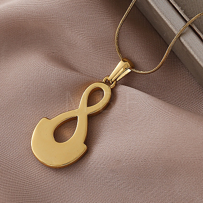 Minimalist 316 Surgical Stainless Steel with Clear Glass 8-Character Gourd Pendant Necklaces for Women HP6344-1