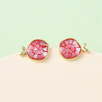 Brass Enamel Fish Stud Earrings EJEW-I322-05G-1