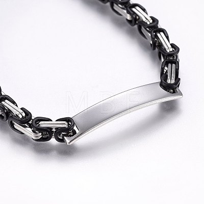 201 Stainless Steel ID Bracelets BJEW-F331-08BP-1