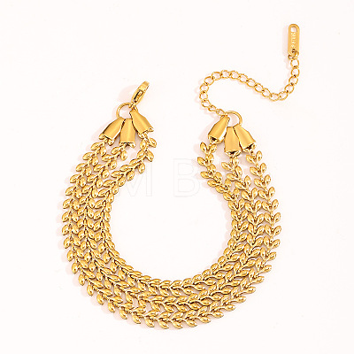 304 Stainless Steel Wheat Link Chains Multi-strand Bracelets for Women WG63B33-01-1