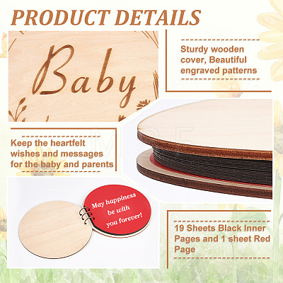 Round Wooden Cover Baby Scrapbook DIY Binder Photo Album DIY-WH0349-113B-1